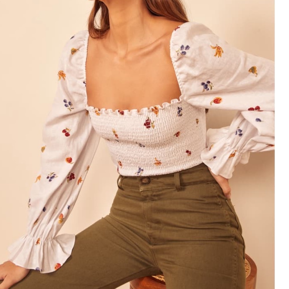 [reformation] tangerine top in fruit loops